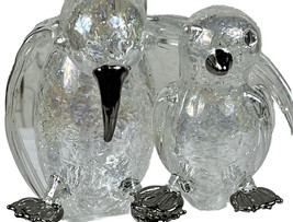 Vintage Penguin Ornament Mom &amp; Baby Penguins Crystal Silver-tone Tips Christmas - £13.71 GBP