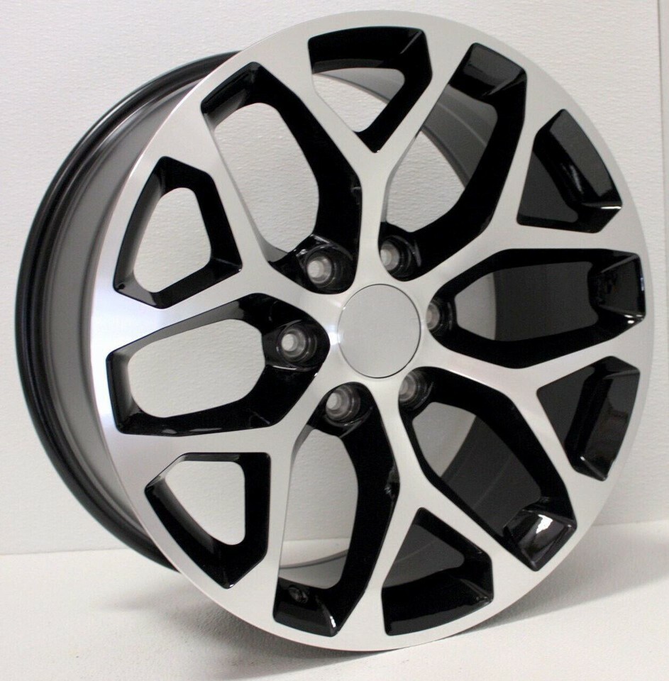 Chevy 20&quot; Black &amp; Machine Snowflake Wheels For 2000-25 Silverado Tahoe S... - $959.31
