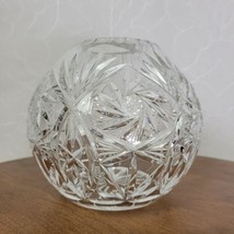 Vintage Bohemian Crystal Clear Cut Glass Round Centerpiece Bud Vase - $60.43