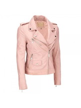 New Women Fashion Motorcycle Racing Genuine Pink Leather Jacket All Sizes - £159.84 GBP