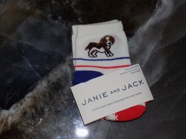 Janie and Jack Striped W/Dog Print Ankle Socks Size 0/3 Months Boy&#39;s NEW - £5.09 GBP