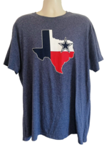 Texas Map Dallas Cowboys Men’s T Shirt Blue Size 2XL Large Star Cotton Polyester - £15.14 GBP