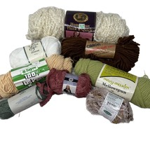 Yarn Mixed Lot of 8 Green Brown White Cream Red Metallic Crafters Lot - $17.77