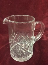 Vintage Cut glass crystal pitcher Leaf Diamond 5.5 in dia. Mid Century C... - £38.91 GBP