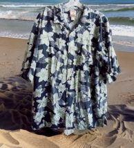 Tommy Bahama Hawaiian Mens Size XL Floral Camp Summer Shirt Black 100% Silk - £20.71 GBP
