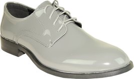 Tab Men Formal Dress Shoes Tuxedo Gray Patent Lace Up Wrinkle Free  - $937.75 MXN