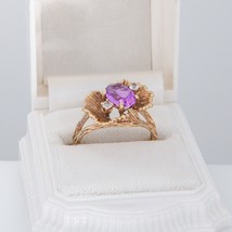 Estate RESCO  10K  Purple  Sapphire &amp; White Topaz Ring Cocktail Ring Siz... - £346.58 GBP