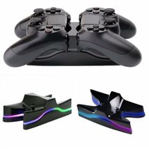 PS4 LED Light Controlled Dual Charger Station USB LED Charging Stand Doc... - $11.36
