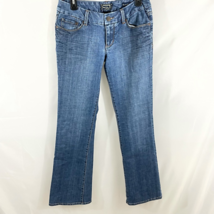 Seven7 Womens Boot Cut Jeans Blue Pockets Whiskered Stretch Denim 32 X 33 - £11.79 GBP