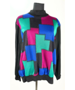 Vintage Cape Cod Sportswear Colorblock Mock Neck Knit Pullover Womens L ... - $14.46