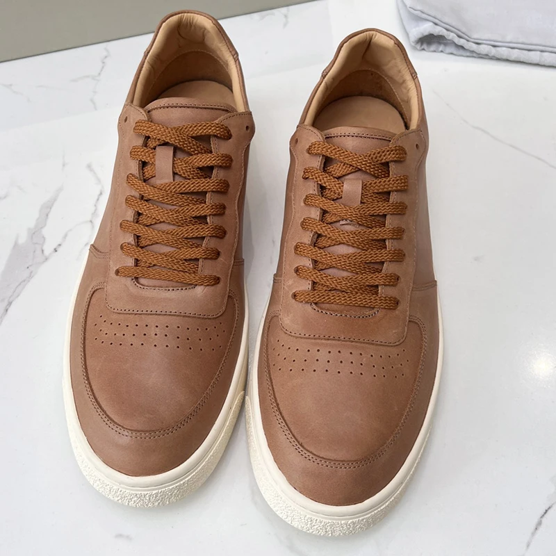 Sneakers new retro fashion leather men breathable low top casual shoes - $234.44