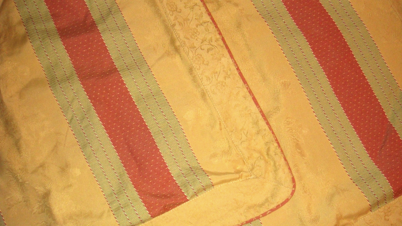 Waverly Alto Stripe 2 Standard Pillow Shams Sage Green Orange Gold Striped - $19.97