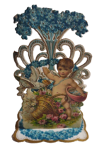 Antique Valentine German Cherub Angel Greeting Card 3-D Die-Cut Stand Up DAMAGED - £6.64 GBP