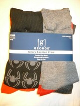 George Men&#39;s Fashion Novelty Crew Socks 6 Pair Shoe Size 6-12  Spiders NEW - £13.29 GBP