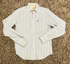 Vintage Hollister Shirt Mens Extra Small Blue Striped Button Up Long Sle... - $22.03