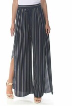 Rachel Rachel Roy Womens Small Navy Striped Side Slit Wide Leg Pants NEW $100 - £35.24 GBP