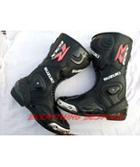 Motorbike Leather Racing Boots-Suzuki GSXR Biker MotoGP Racing Leather B... - £126.41 GBP+