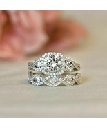 3Ct Rotondo Solitario Moissanite Fidanzamento Sposa Set Anello 14k Bianc... - €172,58 EUR