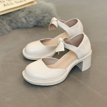 Women&#39;s Shoes Single Shoes Spring New Fashion Retro Bow Thick Heel Non-slip Mary - £36.78 GBP