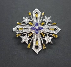 Antique American Diamond &amp; Blue Sapphire Star engagement Brooch, Handmade Brooch - £280.49 GBP