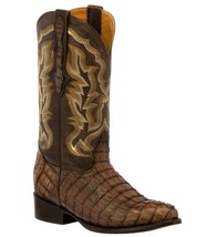 Mens Brown Western Boots Crocodile Tail Skin Genuine Leather Cowboy J Toe - £199.11 GBP