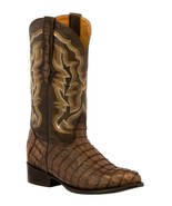 Mens Brown Western Boots Crocodile Tail Skin Genuine Leather Cowboy J Toe - £223.81 GBP