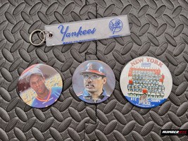 1987 Vintage NY Giants Super Bowl XXI Pin Button &amp; Yankees Key Chain Mets Angels - £27.68 GBP