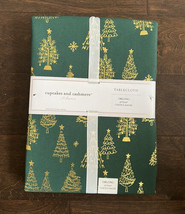 Cupcakes &amp; Cashmere Tablecloth Christmas Trees Green Gold  60”x 104” New Oblong - £31.96 GBP