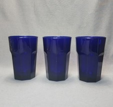 Vintage Libbey Gibraltar Cobalt Blue Paneled Glass Tumblers Glasses Cool... - £18.77 GBP