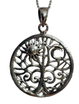 Tree of Life Pendant Necklace Sun Moon 925 Sterling Silver 18&quot; Chain Boxed - £17.30 GBP