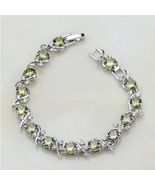 925 Sterling Silver Moss Yellow Cubic Zirconia Streamline Bracelet - FAS... - £23.59 GBP