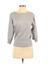 Elementz Ladies Metallic Sweater Kimono-Sleeve Scoop Neck Silver Size XL - £15.97 GBP