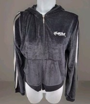 Hale Bob Black Velour Full Zip Hoodie Jacket Size M - $44.50