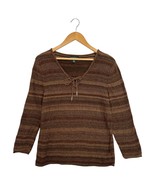 LRL Lauren Jean Co Sweater Womens Large Brown Cotton Tassel Classic Mini... - $40.60 CAD