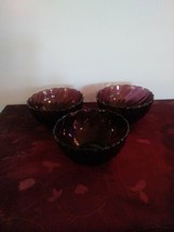 Duralex Bormioli Rocco Amethyst 3 Small Fruit Bowls Glass Swirl  France  - £18.68 GBP