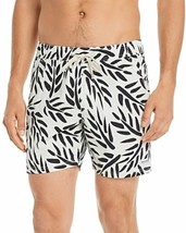 Banks Journal Elastic Waist Leaf Print Board Shorts White/Black-Size 38 - £19.91 GBP