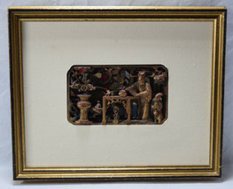 Chinese Carved Wood Relief Panel Gilt Buddhist Flowers Alter Tea Framed - £312.90 GBP