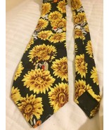 Vintage Looney Tunes Men’s Neck Tie Black with Yellow Flowers Taz 1992  - $8.90