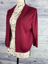 Tommy Bahama Open Front Shrug Cardigan Womens M 3/4 Sleeves Bolero Crop Wine Red - £13.90 GBP