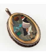 Kiowa Artist Juan Soliz Sterling &amp; gemstone inlay Quail pendant 50mm Tall - €505,83 EUR