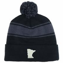 Trendy Apparel Shop Minnesota State Two Tone Pom Striped Long Beanie Hat - Black - £15.97 GBP