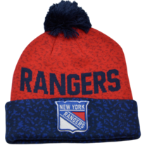 New York Rangers NHL Fan Weave Knit Beanie Pom Pom Winter Hat by Fanatics - £18.29 GBP