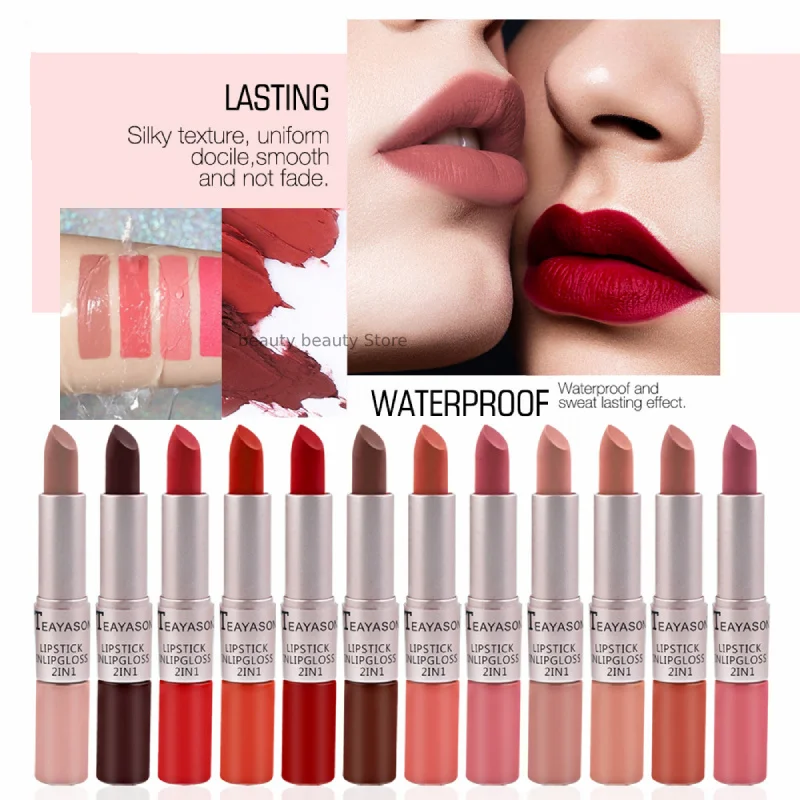 House Home TEAYASON Lipstick Waterproof Nude Matte Velvet Glossy Lip Gloss Lip B - £19.69 GBP