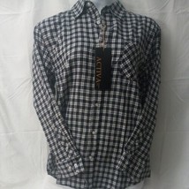 NEW Activa Sports Men’s Button Up Flannel Shirt Black White Blue Checked XXL 2XL - $19.79