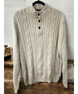 Chaps Men&#39;s Ivory Cream Sweater Pullover Cable Knit Size Large Cotton Bu... - €25,47 EUR