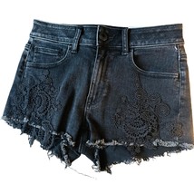 American Eagle Black Lace Floral Super Stretch  Hi-Rise Shorts Size 4 NWT - $34.64