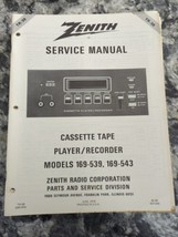 Zenith TR38 169-539 169-543 Cassette Tape Player Recorder Service Manual - $14.85