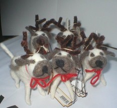 (5)HomArt Felt Bulldog with Antlers Ornaments New with Tags - £22.39 GBP