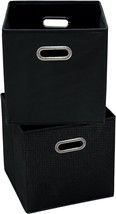 Black Fabric 11 Inch Cube Storage Bins With Handles, Foldable Basket For Closet - £21.10 GBP