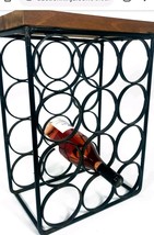 Mid Century Arthur Umanoff Metal Wine Rack Wooden top 12 bottles 17.75&quot; MCM - $1,872.15 MXN